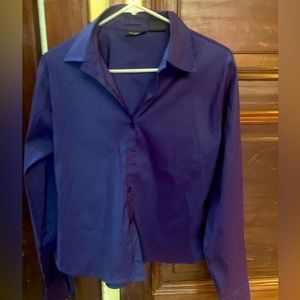 Purple metallic button down shirt